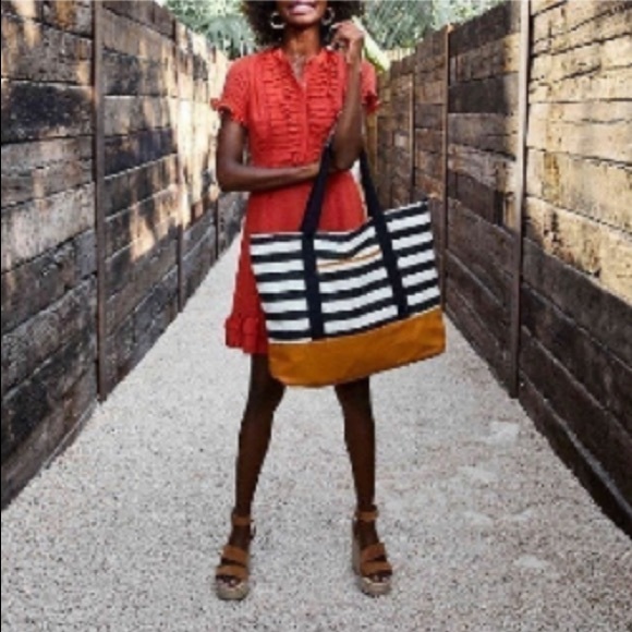 Black/White/Cognac Weekender Tote - NWT - Picture 2 of 7